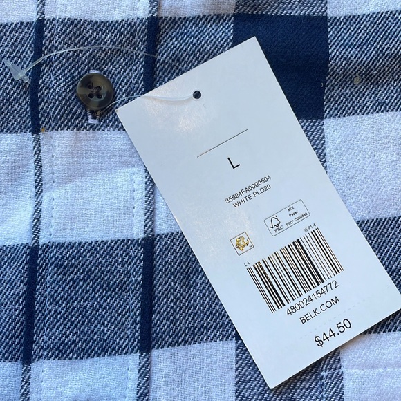 Saddlebred Men's Blue and White Checkered Plaid Flannel Shirt - Picture 2 of 3